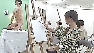 Japanese Babe Gives A Mean Blowjob After Painting