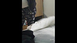 Step mom has a hole in leggings get fucked by nerdy step son