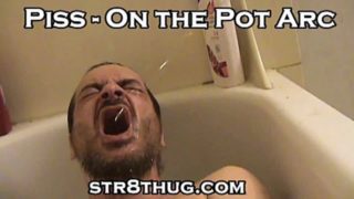 Str8Thugs use faggot pig for amusement piss in his queer mouth