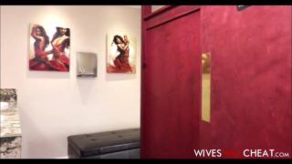 Hot black wife kira noir cheats on husband in a restroom