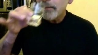 Silver daddy bear jacking his hard cock