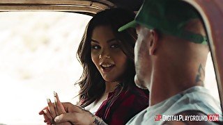 Erotic outdoors fucking in the pick-up truck with Kimber Woods