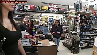 Public anal babe whipped and fucked in middle of store