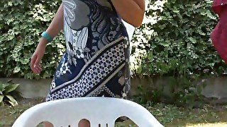 Wet girl in the backyard touches herself and makes your cock hard