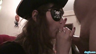 Naughty teen wearing pirate costume gives her head and gets fucked on a pov camera