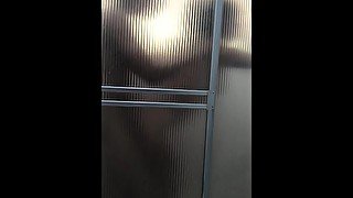 My stepbrother enters the bathroom while I'm taking a shower & fucks me against the door