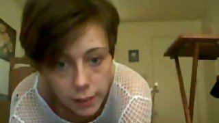 Short haired manly chic demonstrates her naked body on cam