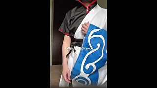 Gintoki cosplay masturbating + nipple play [Part 1]