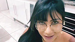 Amanda Souza in glasses POV blowjob hardcore