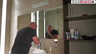 Hottie Sucks Cum Off Dick After A Hard Ride In The Bathroom - JuliaReaves