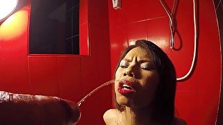 Teen ladyboy mouth pissing and sucking