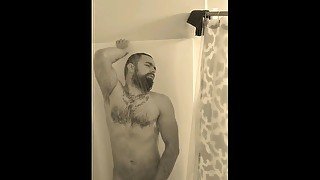 dadbod with beard cumming in the shower (full video))