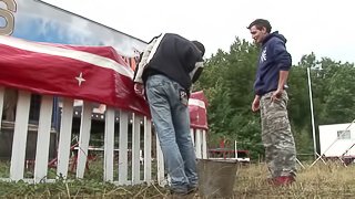 Dick-hungry fellas showing off their blowjob skills at the circus