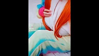 Cute Tik tok with anime music big tits silicone latex suit dance