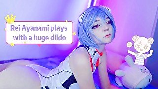 Rei Ayanami plays with a huge dildo II EVANGELION