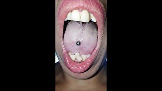 Mouth, tongue, teeth and spit fetish