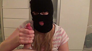 Balaclava masked handjob