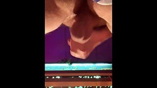 Super hot male masturbation- bottom view!-with dripping cum