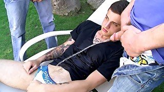 Pissing Threesome Fuck Boys - Jase Bionx, Chris Porter Ryan Connors - Boys-Pissing