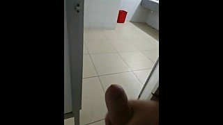 Public toilets jerk off, almost caught! Perv