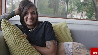 Tattooed teen 18+, Luna Lovely got fucked from the back in the middle of a rainy day