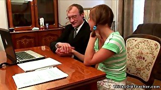 Tricky Old Teacher - Sexy schoolgirl rides her teacher's
