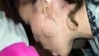 White girl sucks a strangers black cock after party