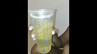 Stepdaughter drinking a big glass of piss