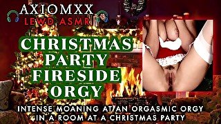 (LEWD ASMR) Christmas Party Fireside Orgy - Euphoric Moans & Deep Orgasms, Fantasy Ambience POV