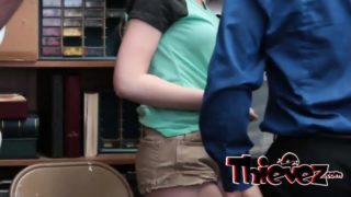 Petite blonde teen blackmailed by a horny officer