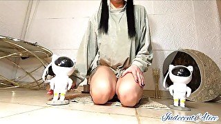 Petite Babe Masturbates with her new Astronauts Toys & then Piss on them/ Intergalactic Porn