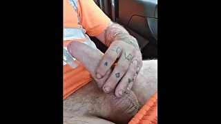 Cumming all over my hiviz work gear