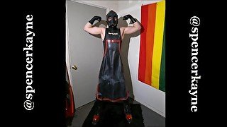 Wetsuit and Latex Apron Hot Flexing and Jerking No Cum