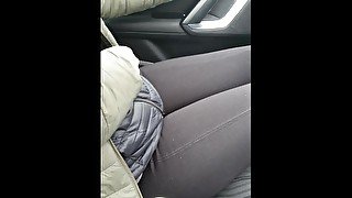 Step mom fucked hard during the trip right in the car by step son hard cock