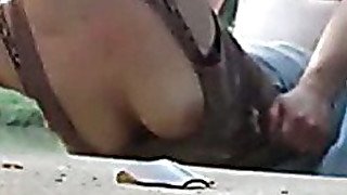 Blonde sexy young bitch is fucked hot in the park. POV