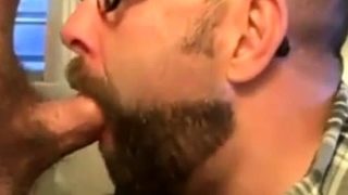 Bearded Guy Takes Two Loads to the Face from His Buddy