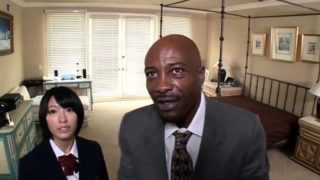 Pretty Japanese schoolgirl satisfies her interracial lust