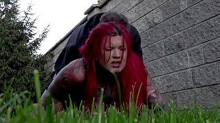 Curvy Redhead Fucked Outside