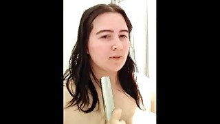 Chubby girl in shower