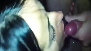 Thick amateur in pigtails sucking her boyfriends thick meaty cock