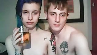 Horny teenage couple shagging on webcam