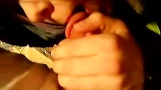 Crazy amateur girl sucks a weiner and doesn't want to stop