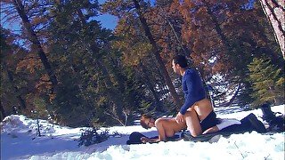 Winter sex hot cheating girlfriend gets fucked in the snow