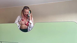 Girl masturbating with her classmate over phone after school