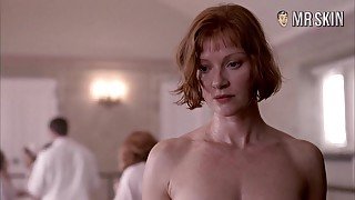 Smiling and sexy Gretchen Mol has juicy big tits and hard nipples