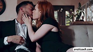 Ella Hughes blows a huge aroused dick