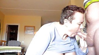 John is fucking Jen's mouth with his hard cock