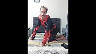 Halloween costume fetish licking my bare feet while dressed as deadpool foot fetish