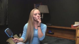 Smoking Whilst Brushing Beautiful Long Hair