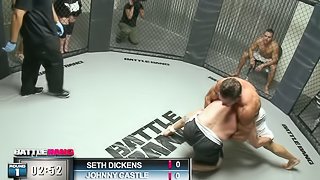 Cage fighter kicks some ass then fucks a bbw in the ring